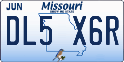 MO license plate DL5X6R