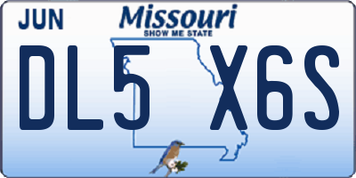 MO license plate DL5X6S