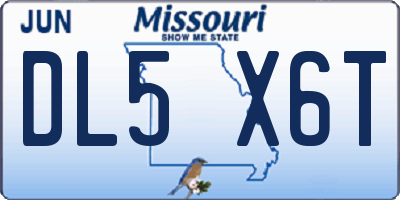 MO license plate DL5X6T