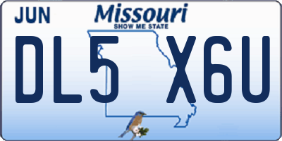 MO license plate DL5X6U