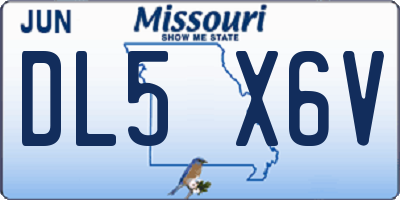 MO license plate DL5X6V