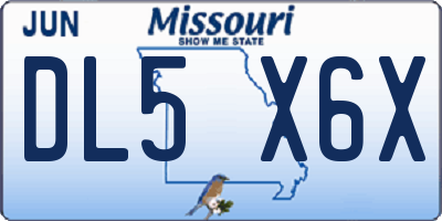 MO license plate DL5X6X