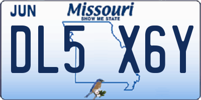 MO license plate DL5X6Y