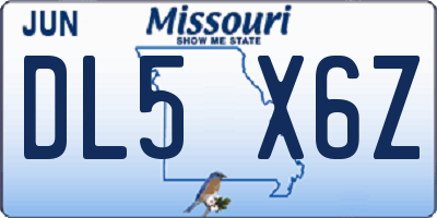 MO license plate DL5X6Z