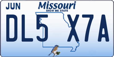 MO license plate DL5X7A