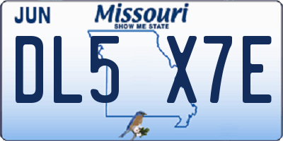MO license plate DL5X7E