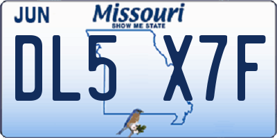 MO license plate DL5X7F