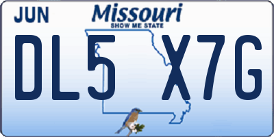 MO license plate DL5X7G