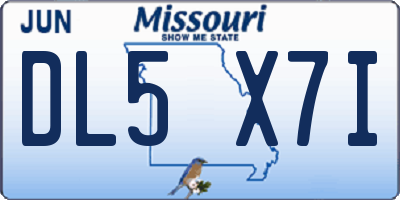 MO license plate DL5X7I