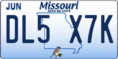 MO license plate DL5X7K
