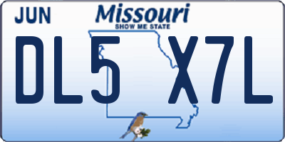MO license plate DL5X7L