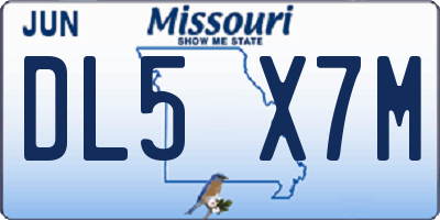 MO license plate DL5X7M