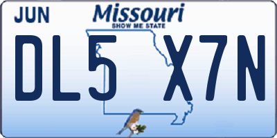 MO license plate DL5X7N
