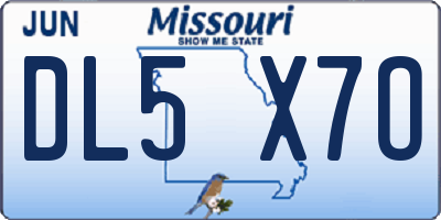 MO license plate DL5X7O