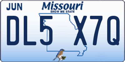 MO license plate DL5X7Q