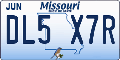 MO license plate DL5X7R