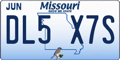 MO license plate DL5X7S