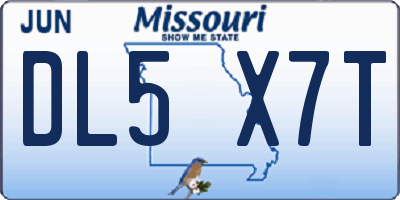 MO license plate DL5X7T