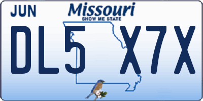 MO license plate DL5X7X