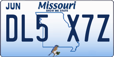 MO license plate DL5X7Z