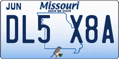 MO license plate DL5X8A