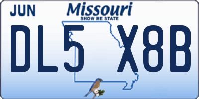 MO license plate DL5X8B