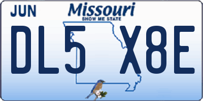 MO license plate DL5X8E