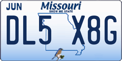 MO license plate DL5X8G