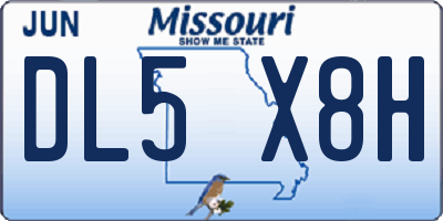 MO license plate DL5X8H