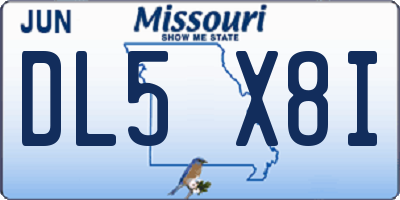 MO license plate DL5X8I