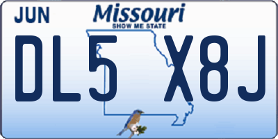 MO license plate DL5X8J
