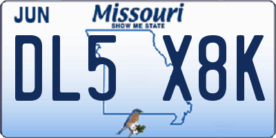 MO license plate DL5X8K