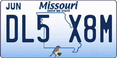 MO license plate DL5X8M