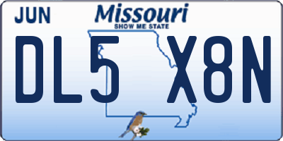 MO license plate DL5X8N