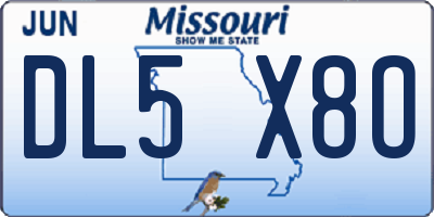 MO license plate DL5X8O