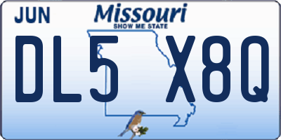 MO license plate DL5X8Q