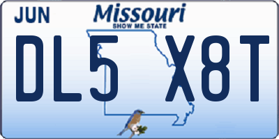 MO license plate DL5X8T