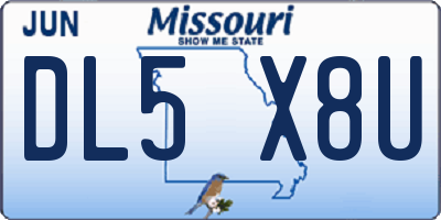 MO license plate DL5X8U