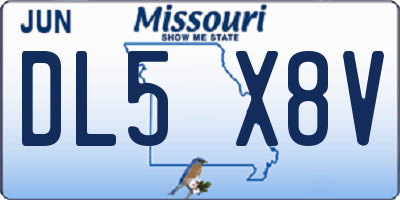 MO license plate DL5X8V