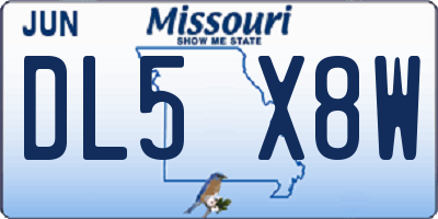 MO license plate DL5X8W