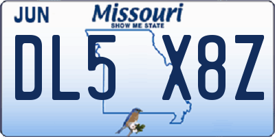 MO license plate DL5X8Z