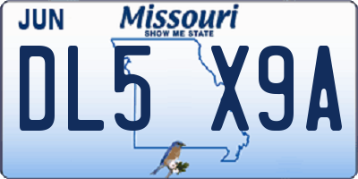 MO license plate DL5X9A