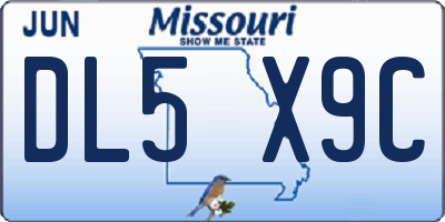 MO license plate DL5X9C