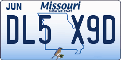 MO license plate DL5X9D