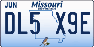 MO license plate DL5X9E