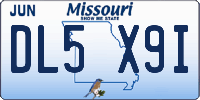 MO license plate DL5X9I
