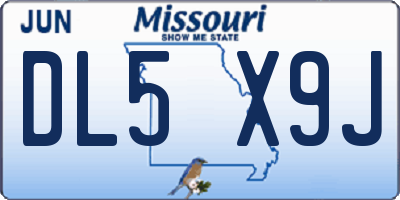 MO license plate DL5X9J