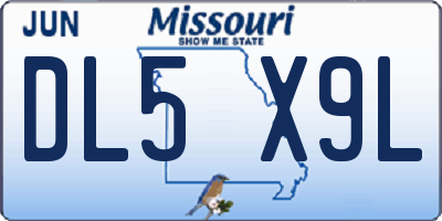MO license plate DL5X9L