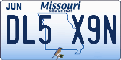 MO license plate DL5X9N
