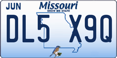 MO license plate DL5X9Q